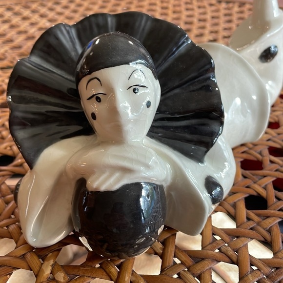 VTG Clowncore Art Deco Pantomime Black White Minimalist Ceramic Pierrot - Picture 3 of 15